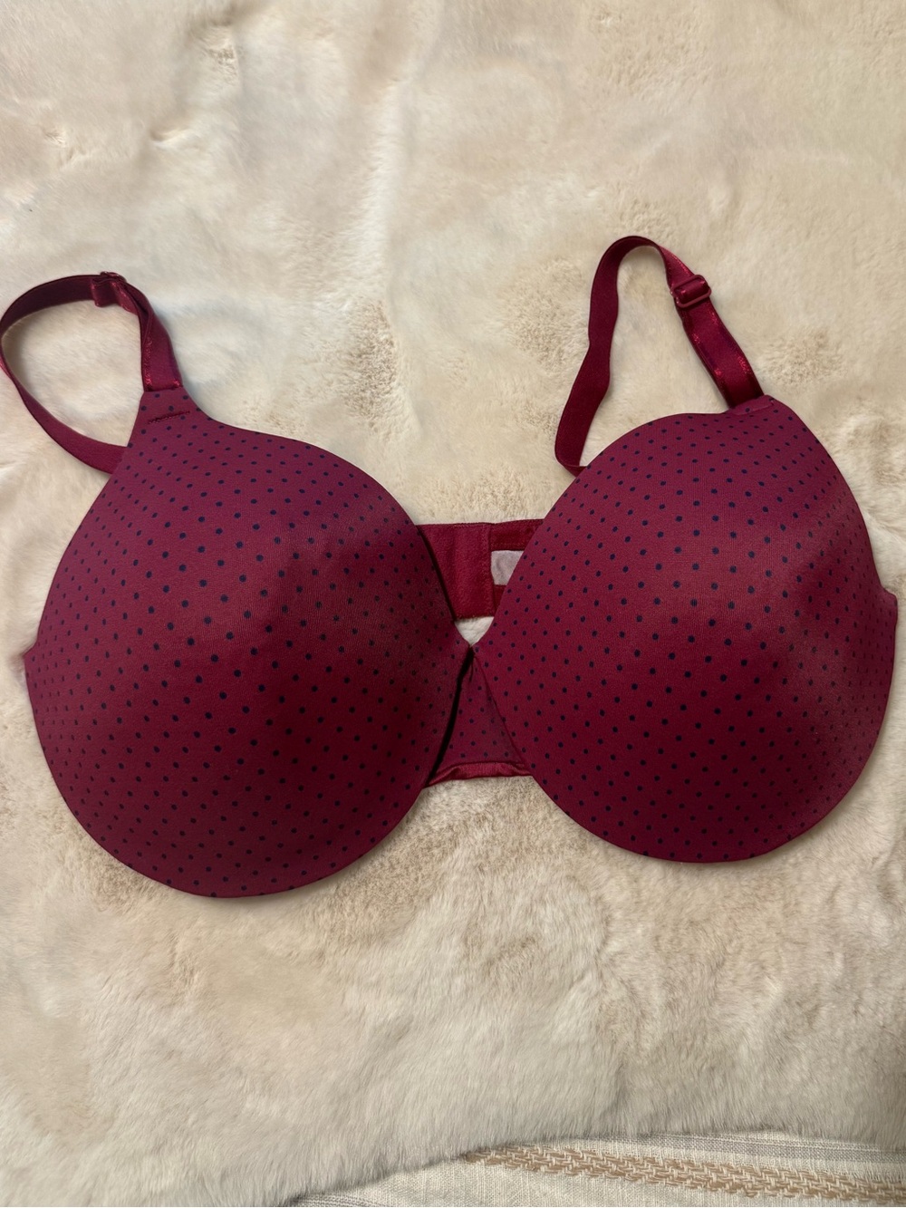 Warner's Burgundy Dot T-Shirt Bra